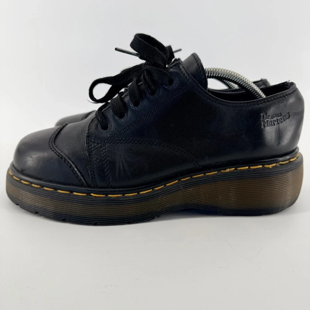Dr. Martens Platform Oxford‎ Leather Chunky Wedge Shoes 8M 9W Black